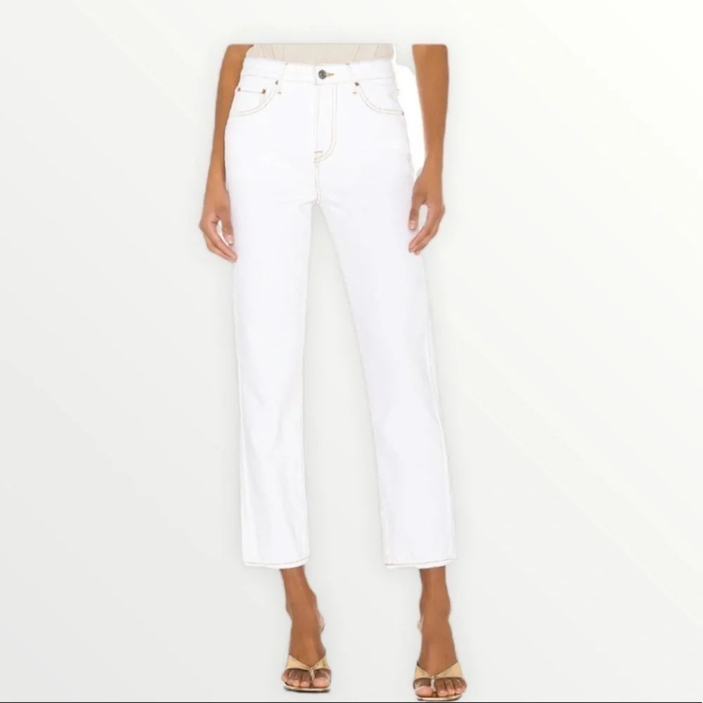 GRLFRND Revolve Helena Super High Rise Straight Leg Jeans Cream White 29
